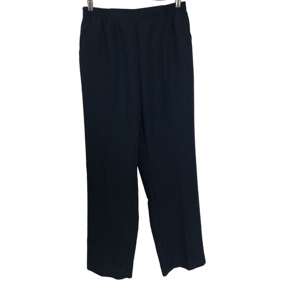 Drapers & Damons Womens Size 8 Pull On Elastic Waist Navy Blue Wool Blend Pants - Picture 1 of 4